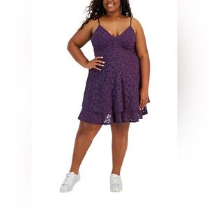 Emerald Sundae Purple Lace Tiered‎ Dress Size 18 NWT Plus Party Cocktail